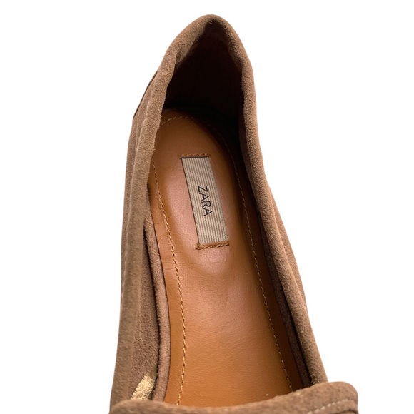 ZARA Tan Suede Penny Loafers - Picture 9 of 9